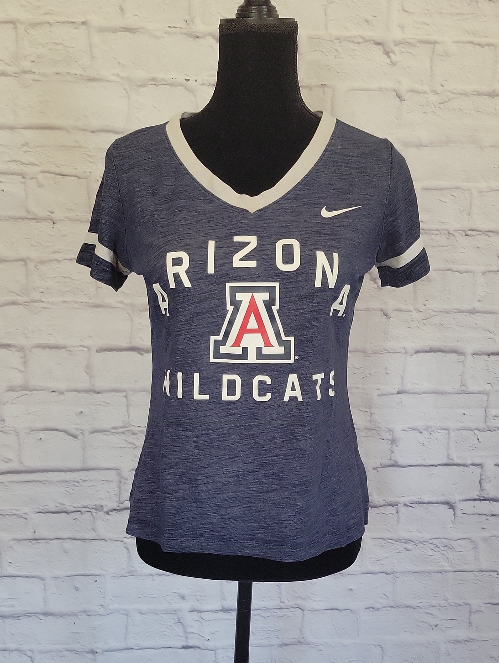 Nike Heather Navy Arizona Wildcats V-Neck Tee with White, Blue and Red Logo